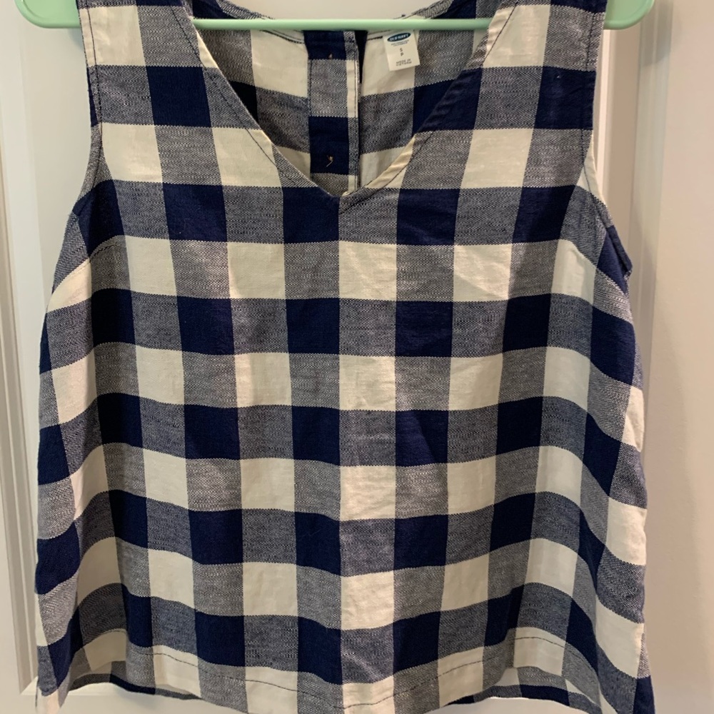 Old Navy Button Back Cropped Gingham Top Sz Small